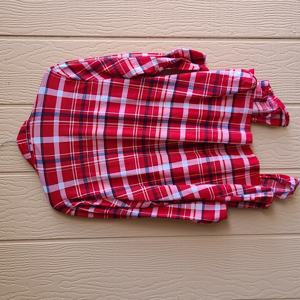 b&b boutique - Flannel 2X red white blue open cardigan - Picture 4 of 8